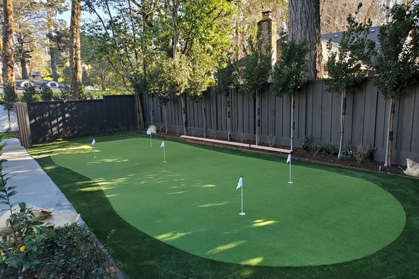 San Francisco residential backyard putting green grass
